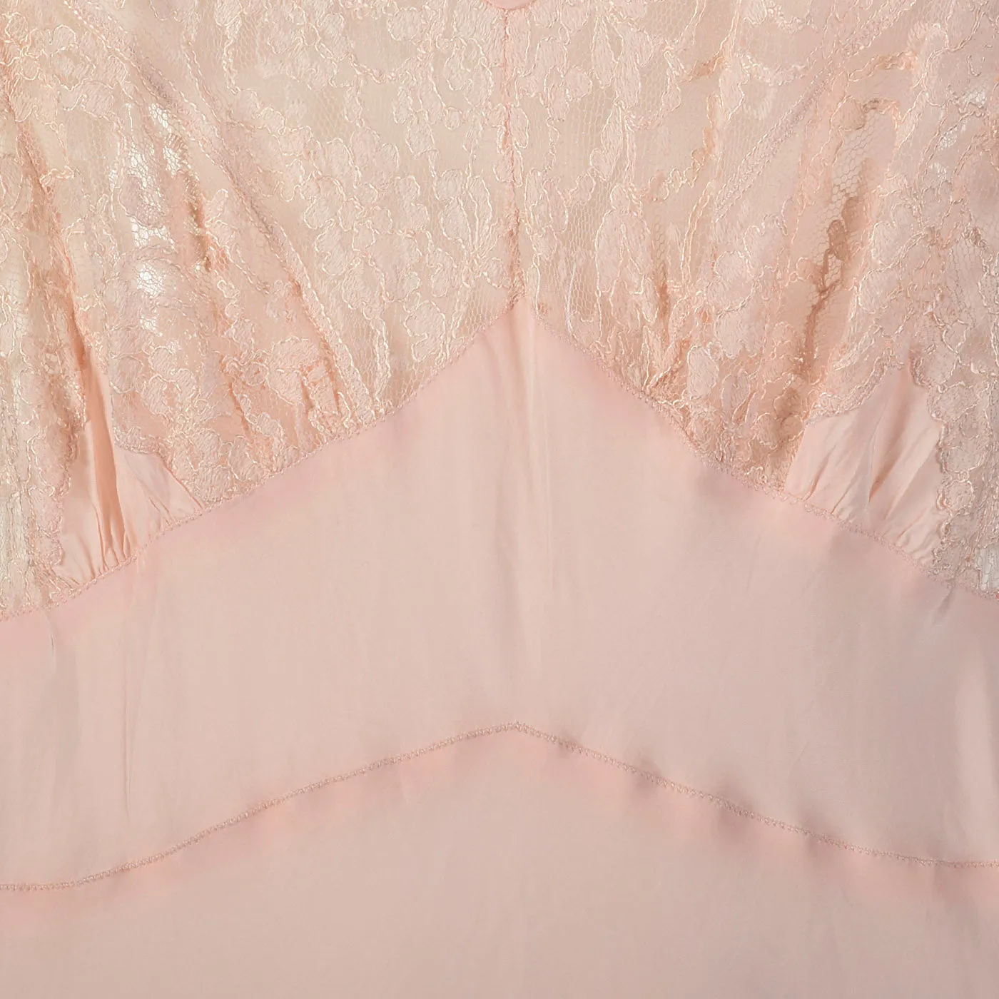 1940s Pink Rayon Nightgown with Lace Detail
