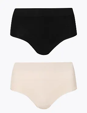 2 Pack Light Control Santoni Seamfree High Leg Knickers