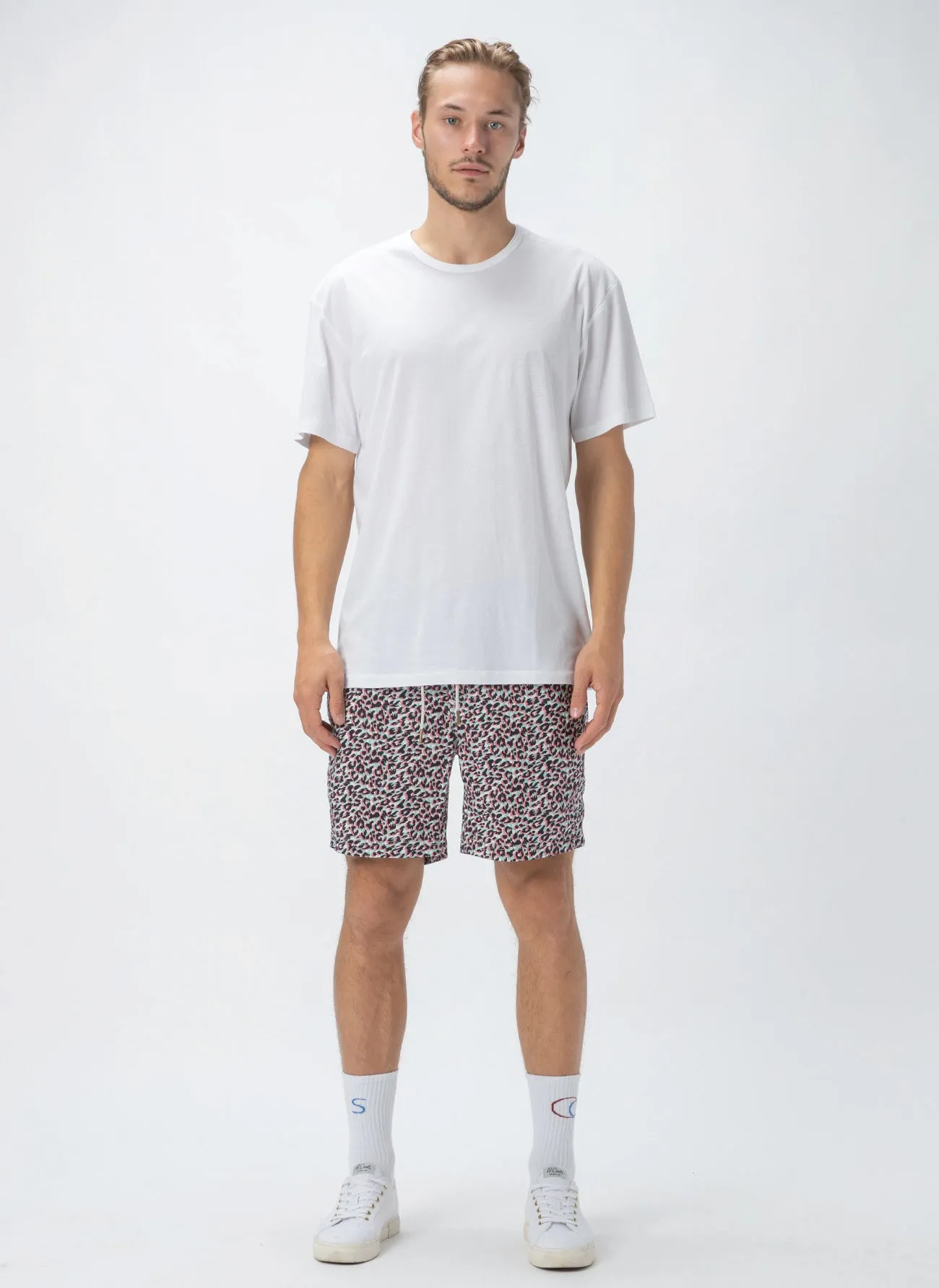Amphibious 17" Swim Short White Leopard