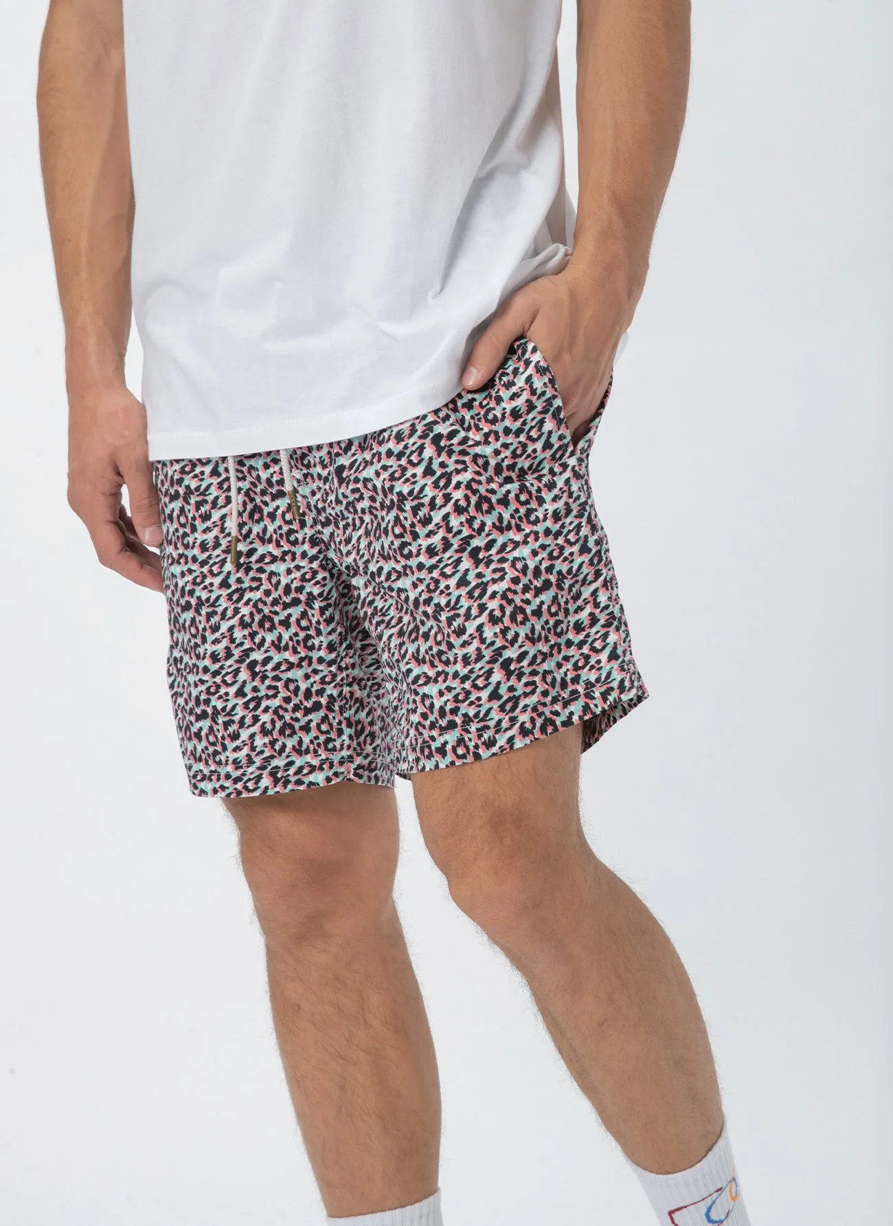 Amphibious 17" Swim Short White Leopard