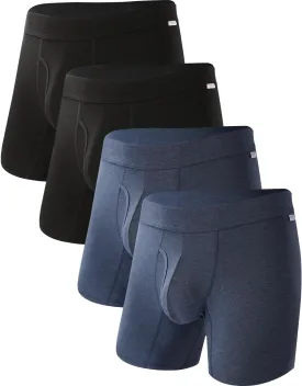 BAMBOO COOL Men's Ultra Breathable Underwear,No Riding Up Boxer Briefs with ComfortFlexible Waistband,Multipack