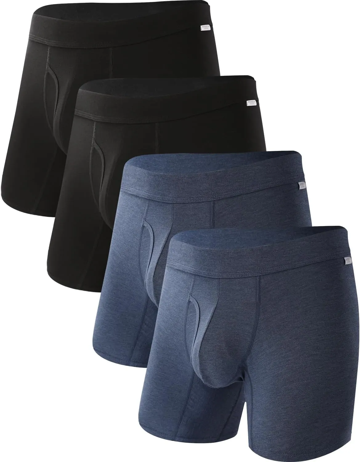 BAMBOO COOL Men's Ultra Breathable Underwear,No Riding Up Boxer Briefs with ComfortFlexible Waistband,Multipack