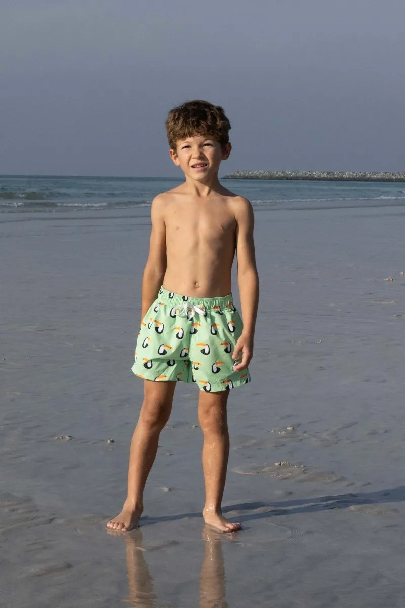 BOY SWIM SHORTS - Toucan Paradise