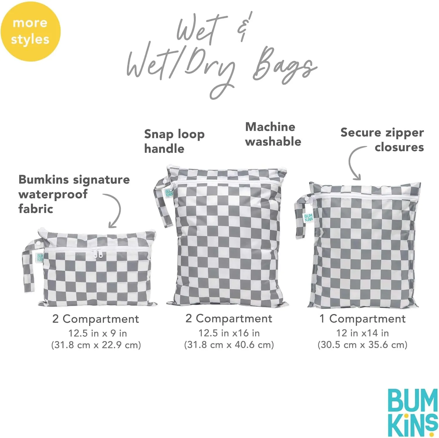 Bumkins Waterproof Wet Bag and Packing Pouches, TSA Airline Compliant, Pack for Baby, Travel, Swim Suit, Cloth Diapers, Pump Parts, Pool, Gym Clothes, Toiletry, Daycare, Zip Bag, 5-pc Set Palm Trees