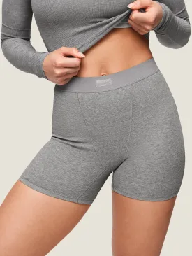 Cotton Rib High Waisted Boxer Shorts
