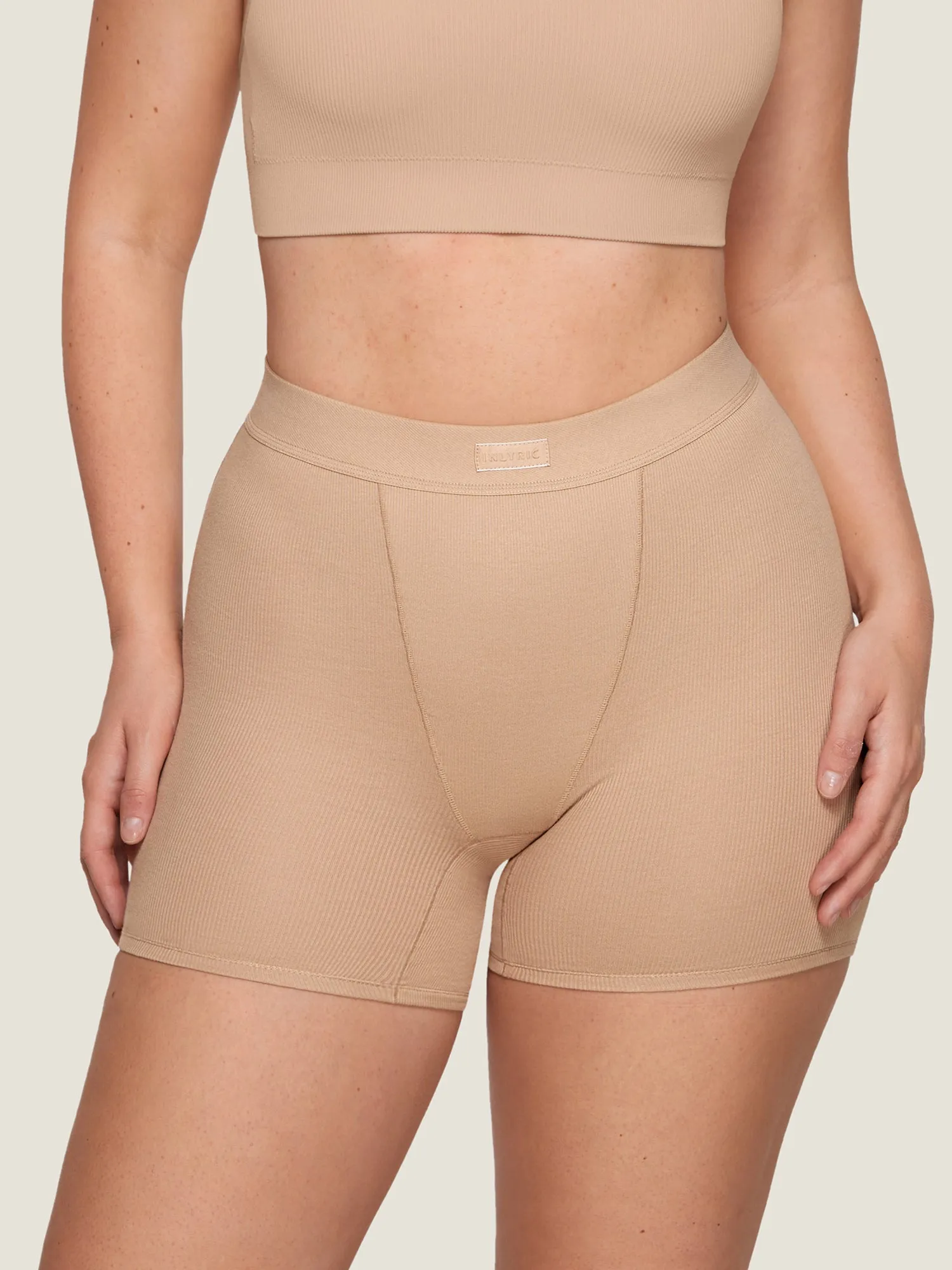 Cotton Ribbed Stretch Boxer Shorts 5"