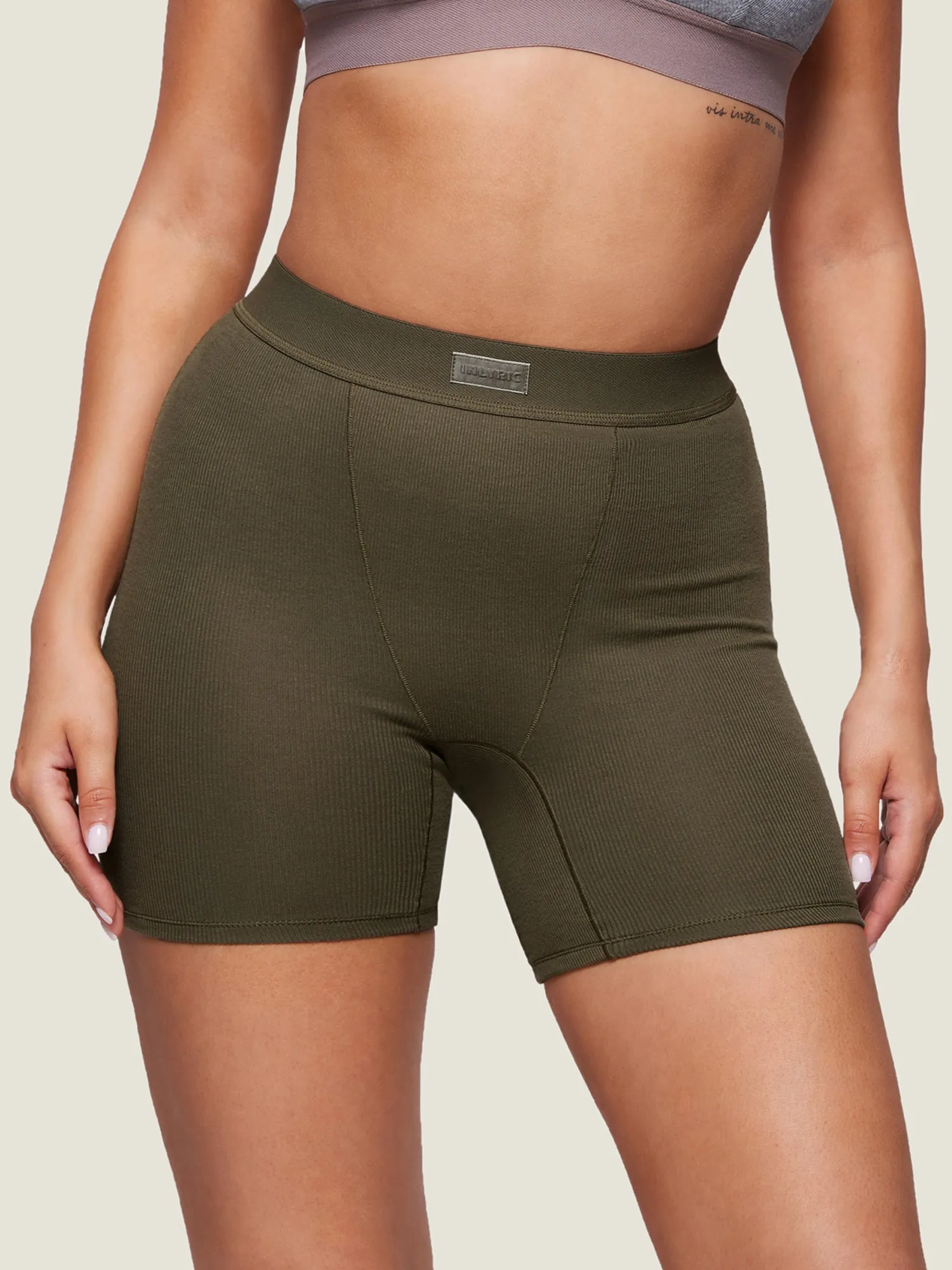 Cotton Ribbed Stretch Boxer Shorts 5"