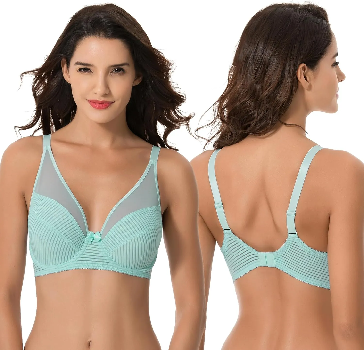 Curve Muse Women's Plus Size Minimizer Unlined Underwire Full Coverage Bra-2 or 3pack