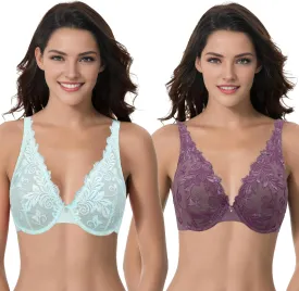 Curve Muse Women's Plus Size Minimizer Unlined Underwire Full Coverage Bra