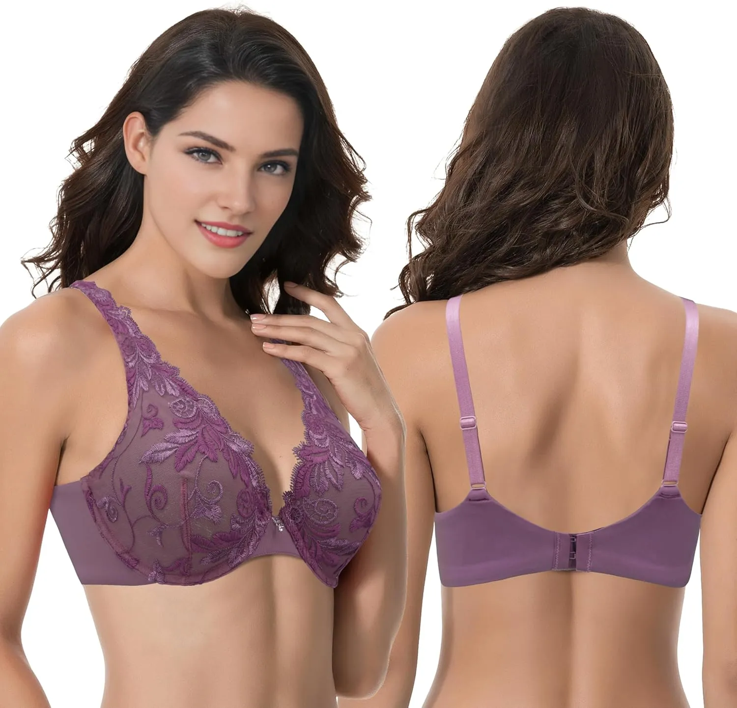 Curve Muse Women's Plus Size Minimizer Unlined Underwire Full Coverage Bra