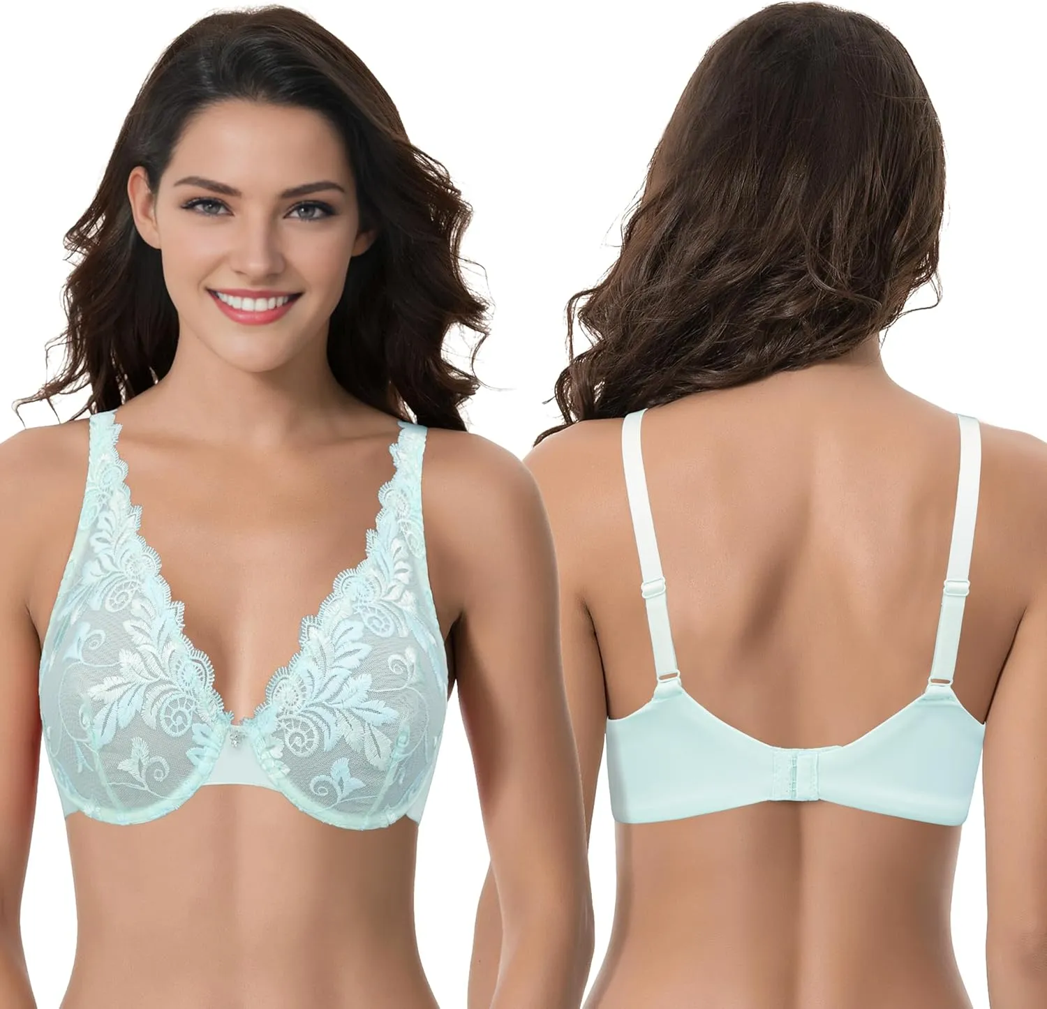 Curve Muse Women's Plus Size Minimizer Unlined Underwire Full Coverage Bra