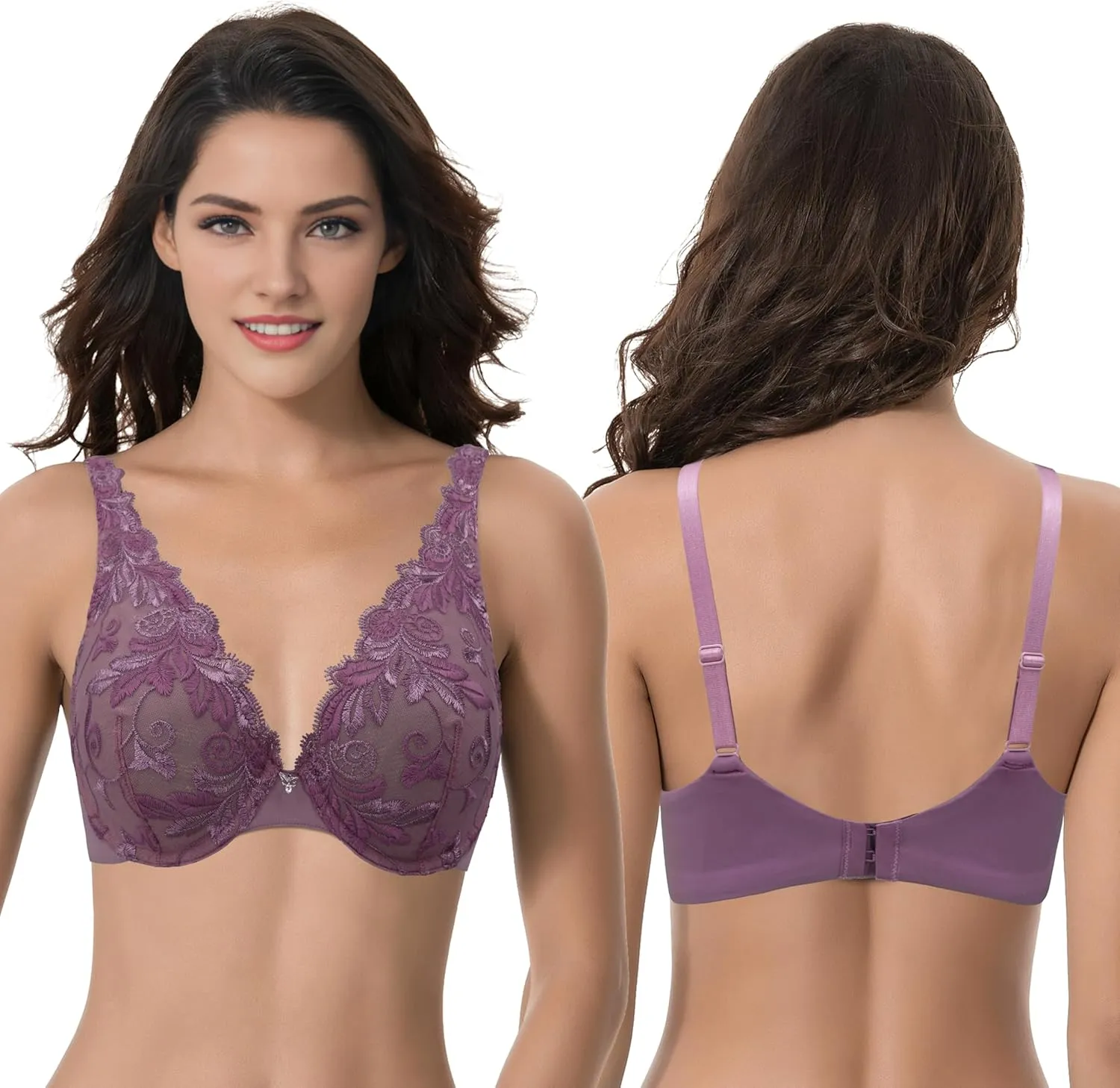 Curve Muse Women's Plus Size Minimizer Unlined Underwire Full Coverage Bra