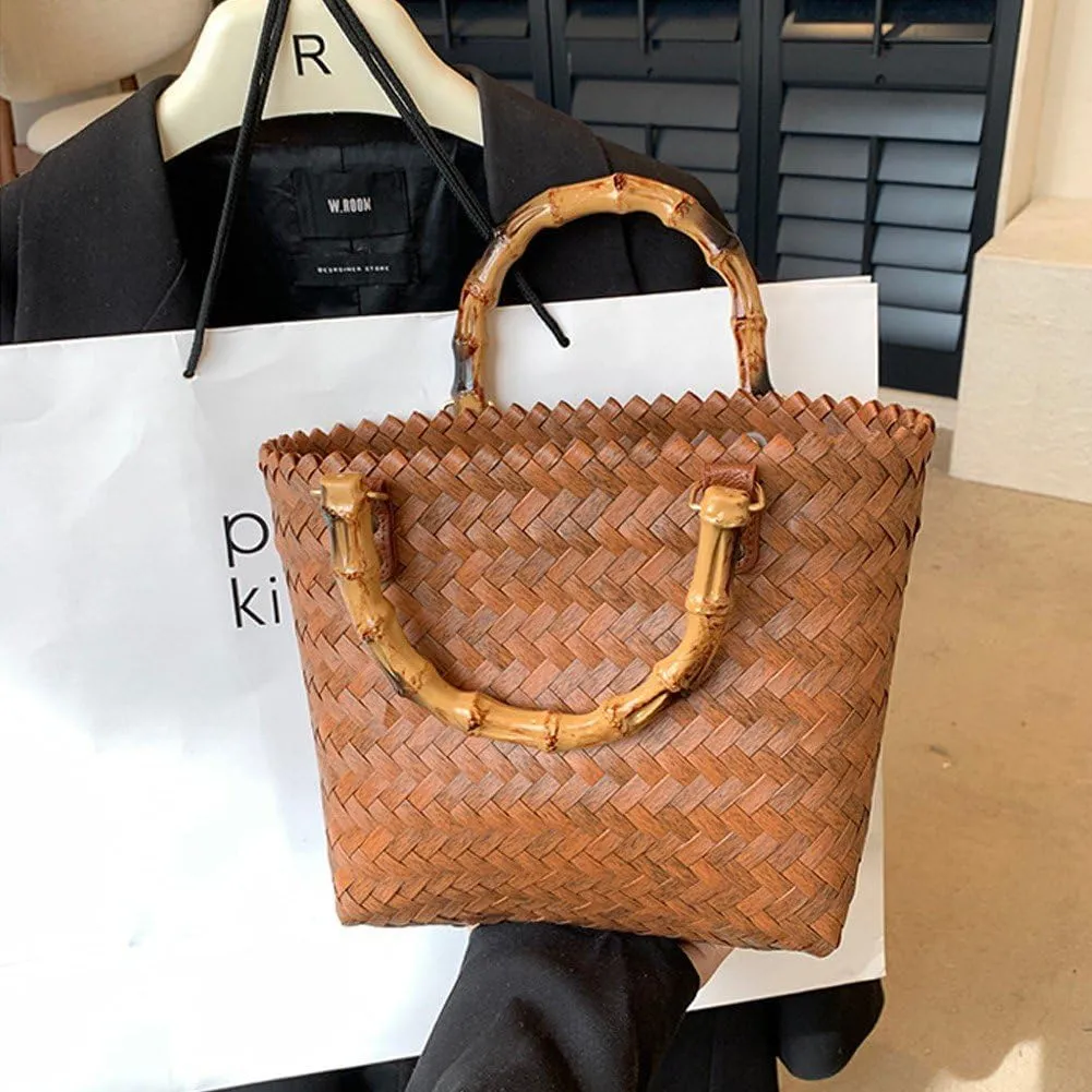 French Straw Handbag Woven Beach Shoulder Summer Bag Large Capacity Tote Bag for Beach and Daily Use