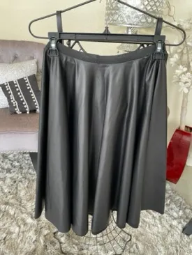 Girls Dark Charcoal Flared “Leather” Skirt