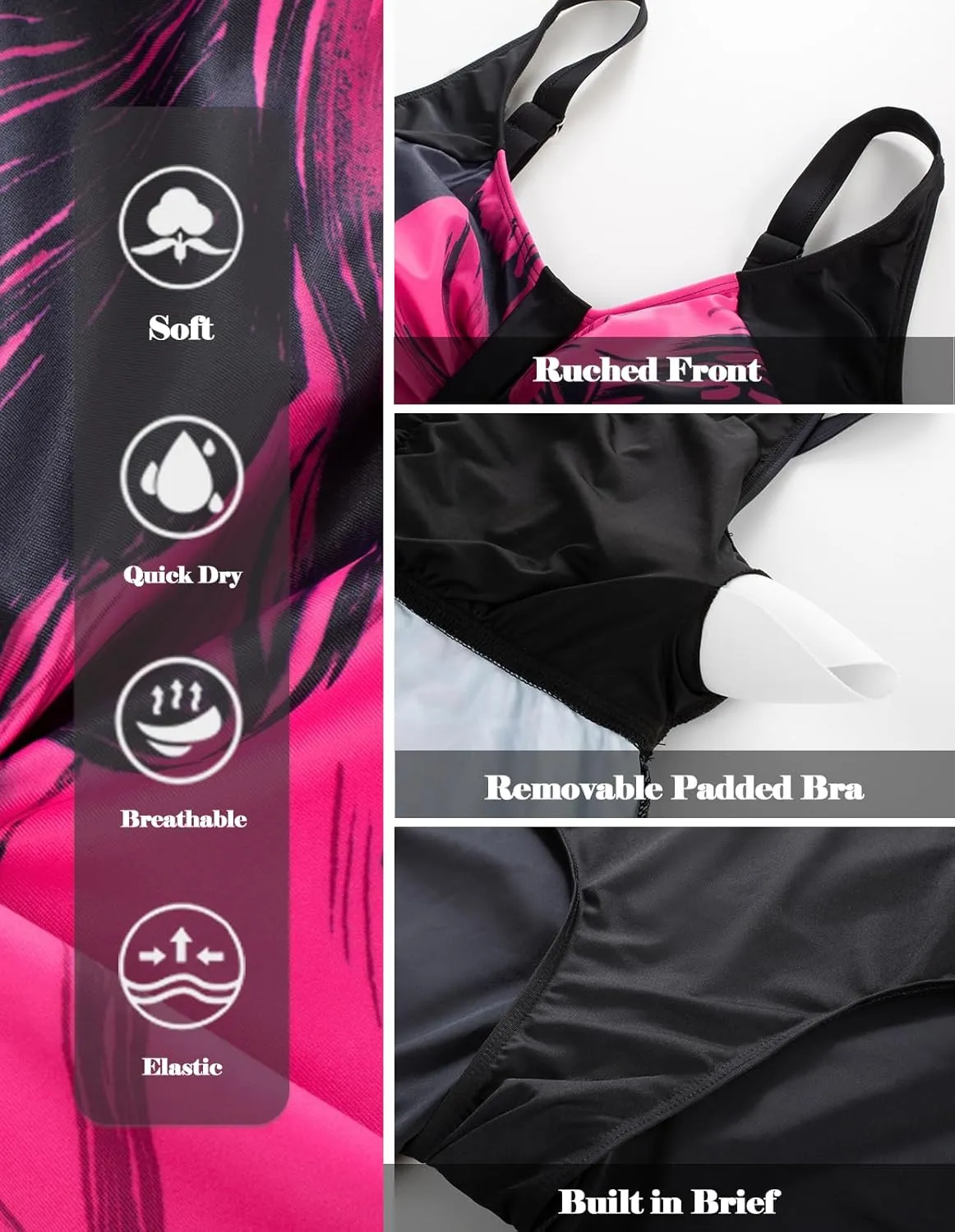 Hanna Nikole Women's Plus Size Tankini Swimsuits Two Piece Bathing Suit Flowy Rash Guard Swimwear with Capris Shorts