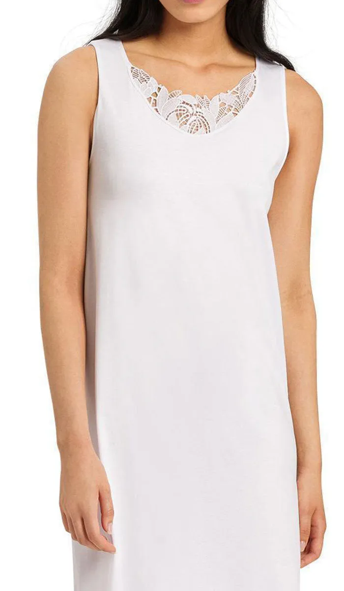 Hanro 100% Cotton Nightgown Sleeveless in White Felice 7978