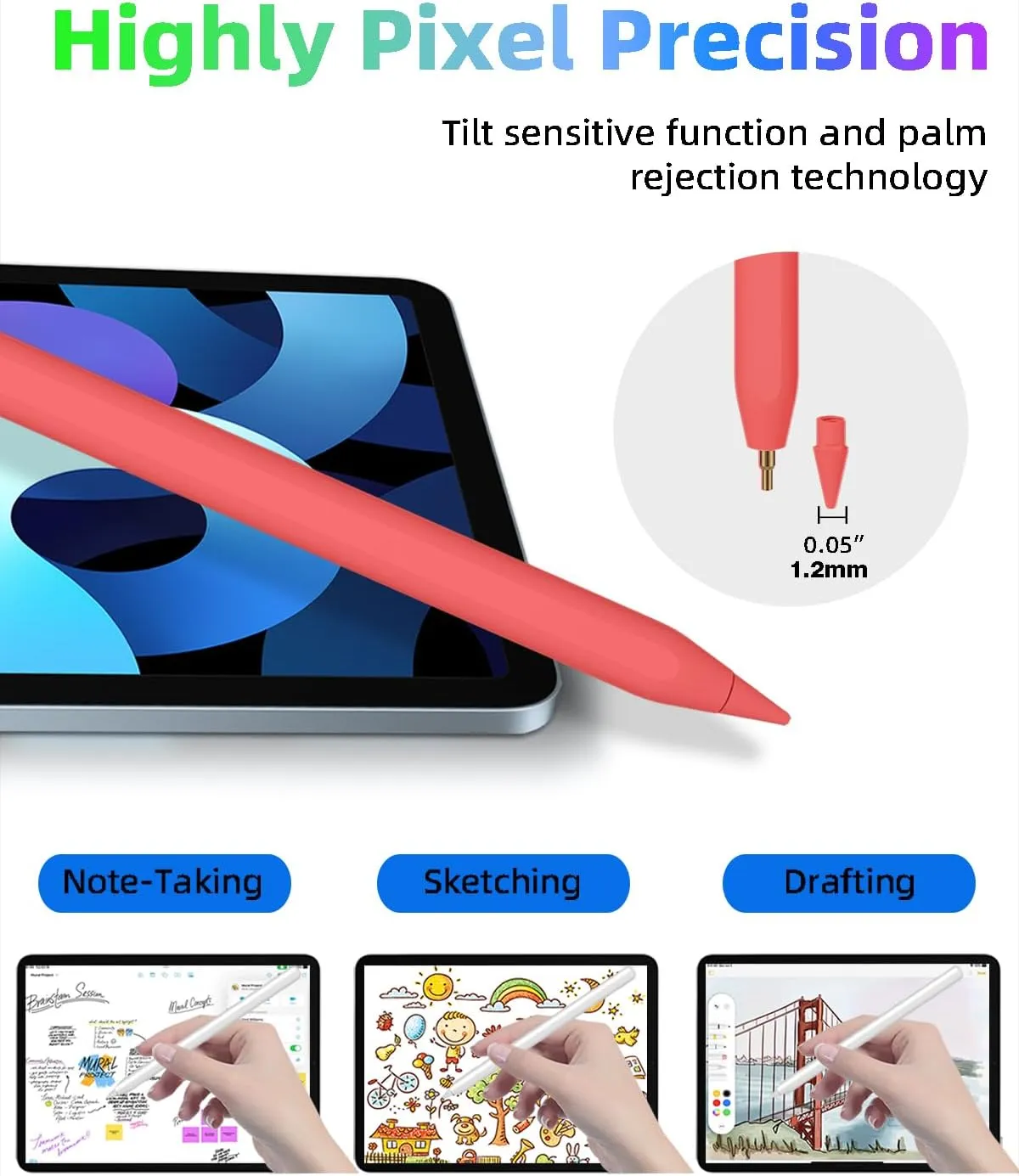 iPad Pencil 2nd Generation with Magnetic Wireless Charging, Same as Apple Pencil 2nd Generation,The Pen Compatible with iPad Pro 11 in 1/2/3/4,iPad Pro 12.9 in 3/4/5/6,iPad Air 4/5,iPad Mini