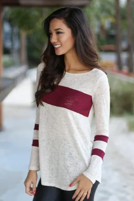 Ivory And Burgundy Top