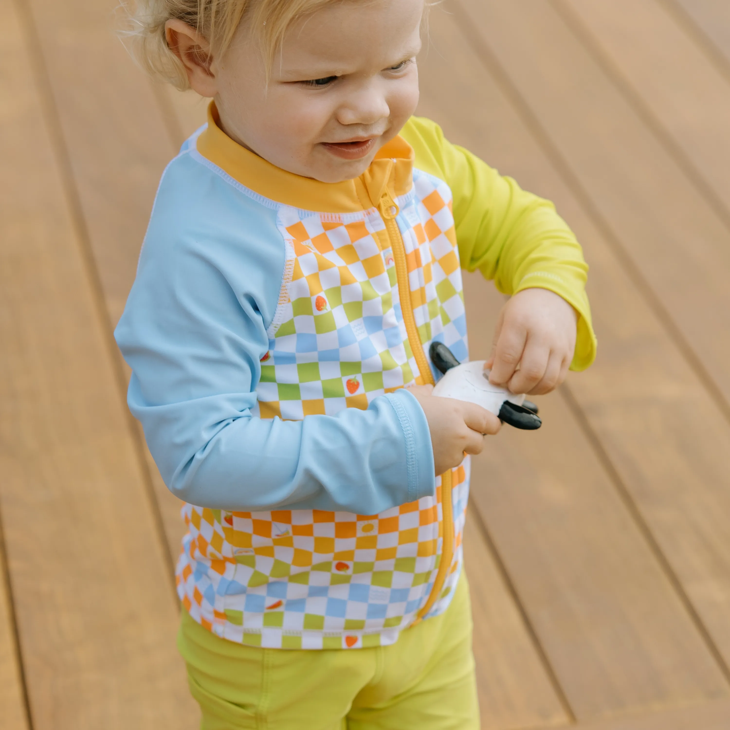 Kids UPF 50  Long Sleeve Zipper Rash Guard Swim Shirt | "Gamified"