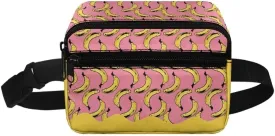 Kuiaobaty Banana Kids Fanny Pack Girls Waist Bag with Zipper Fashion Mini Belt Bag for Toddler Crossbody Bag with Front Pockets Large Capacity Sling Bag for Teens Gift for Friends