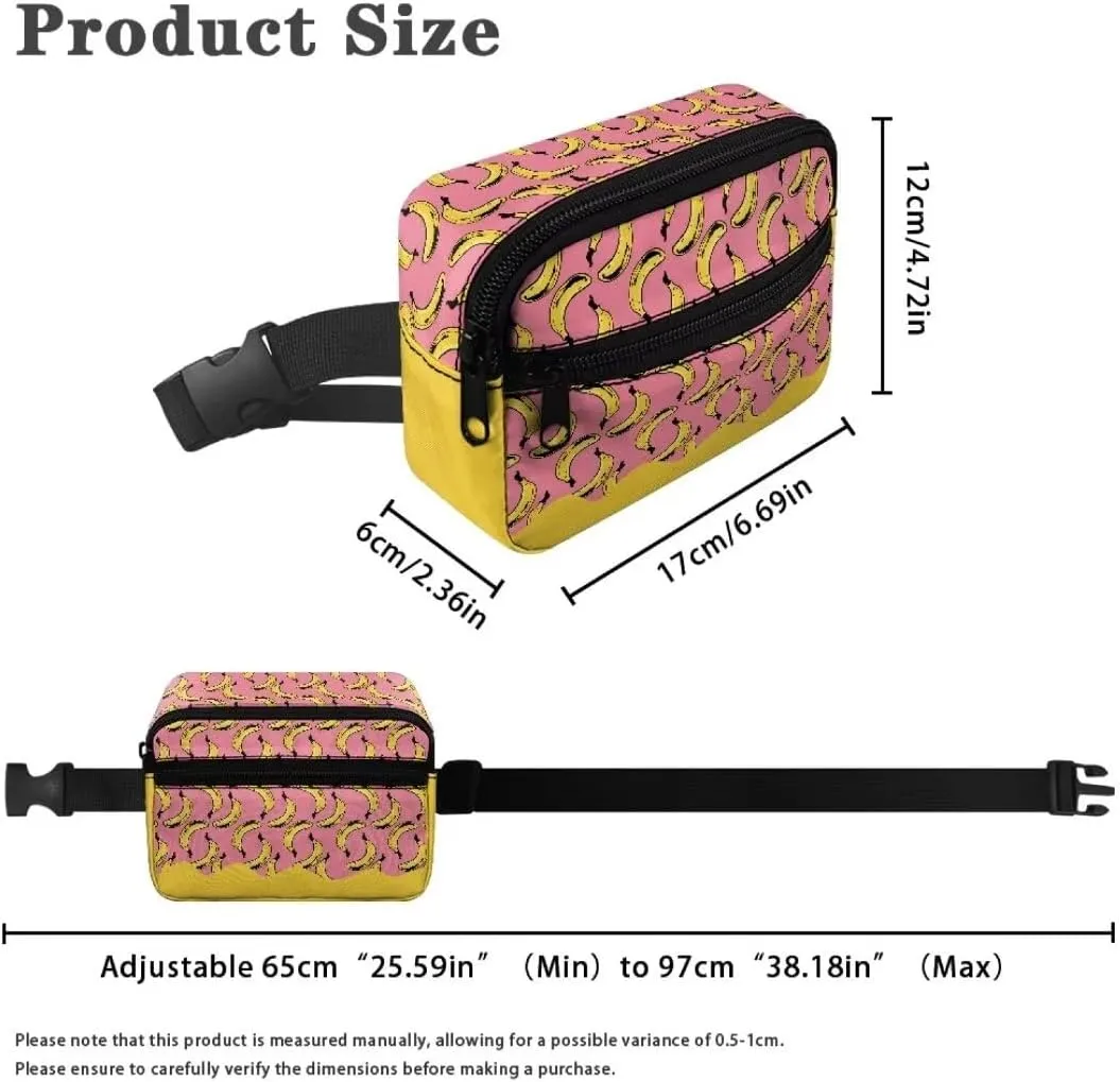 Kuiaobaty Banana Kids Fanny Pack Girls Waist Bag with Zipper Fashion Mini Belt Bag for Toddler Crossbody Bag with Front Pockets Large Capacity Sling Bag for Teens Gift for Friends