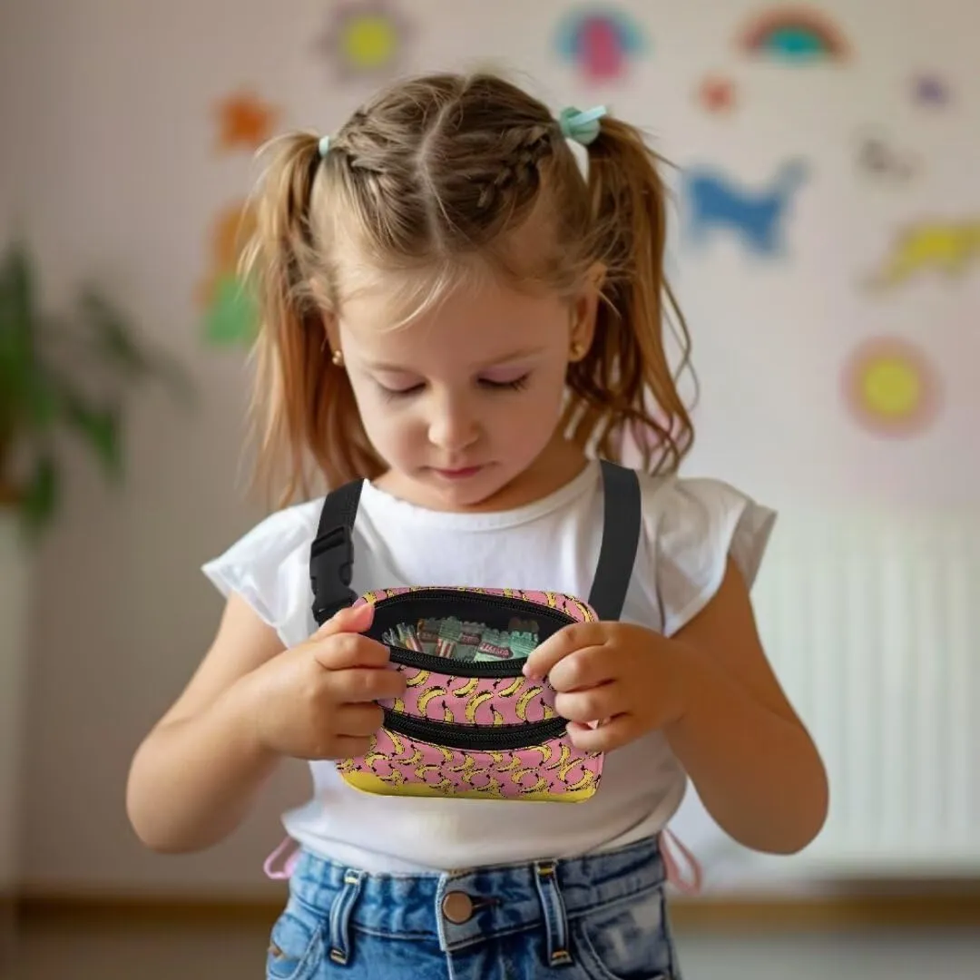 Kuiaobaty Banana Kids Fanny Pack Girls Waist Bag with Zipper Fashion Mini Belt Bag for Toddler Crossbody Bag with Front Pockets Large Capacity Sling Bag for Teens Gift for Friends