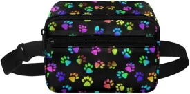 Kuiaobaty Dog Paw Crossbody Bags for Kids Fanny Pack Boys Unique Large Waist Bag for Travel Waterproof Belt Bag with Front Pockets Plus Size Bum Bag for Teens Gift for Friends