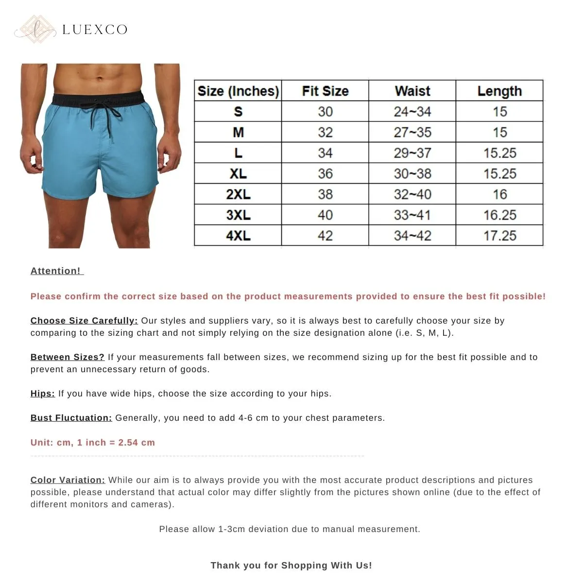 Luexco Men's Quick Dry Shorts Zip Pocket Mesh Drawstring