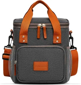 Lunch Box Insulated Lunch Bag for Men, Women  Waterproof Reusable Cooler Bag with Adjustable Shoulder Strap for Men Women Kids  Ideal for Office Work School Picnic (Grey)