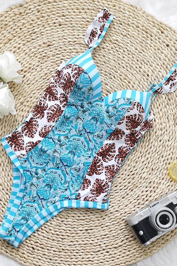 Natural Print Beachy Backless One Piece Swimwear