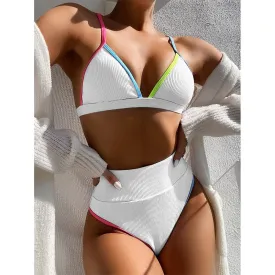 New High Waist Bikini Women V-Neck Swimwear Push Up Swimsuit Female Bathing Suits Summer Beach Wear Swimming Suit