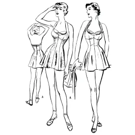 PDF - 1950s Sewing Pattern, Halter Neck Bathing Suit - Bust 36” (91.5cm) - Download