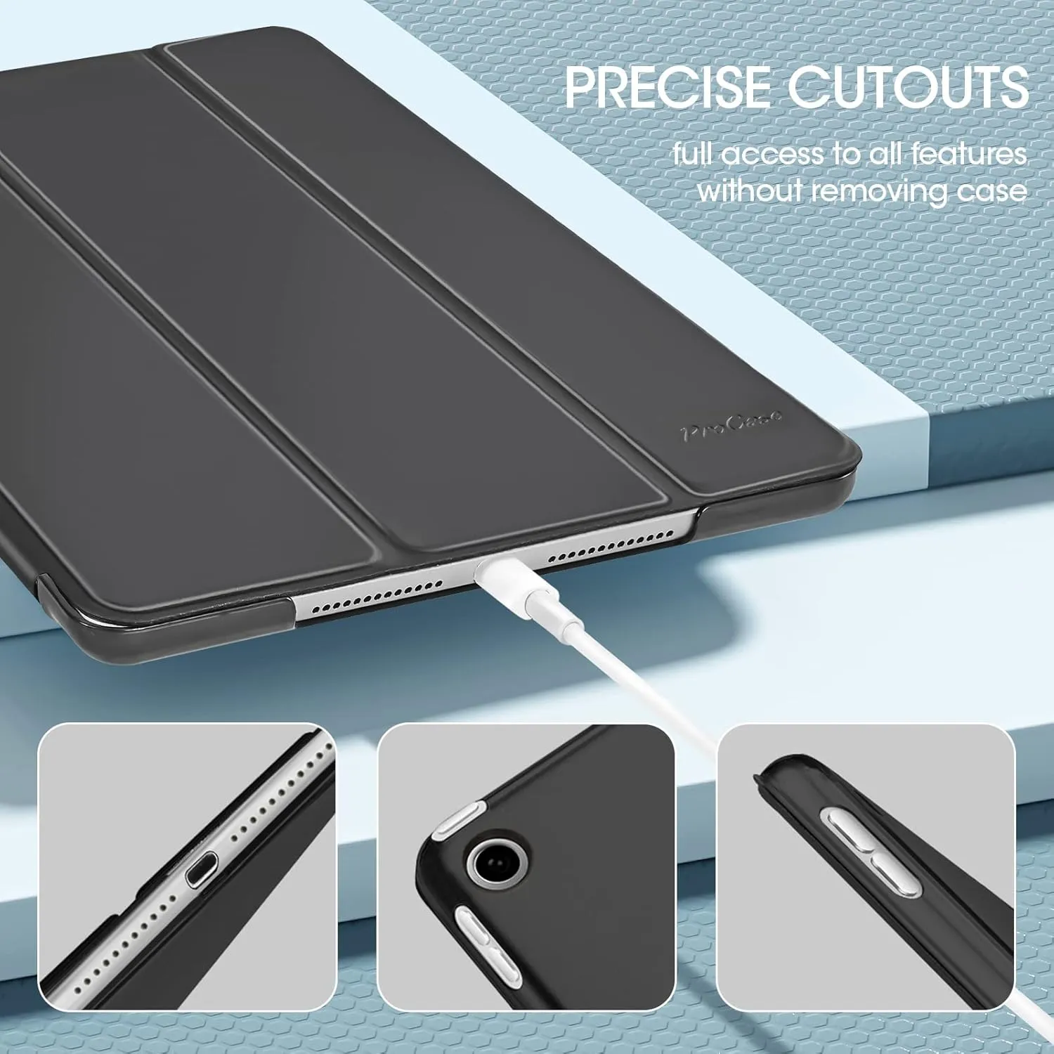 ProCase for iPad 9th Generation 2021/ iPad 8th Generation 2020/ iPad 7th Generation 2019 Case, 10.2 iPad Case iPad Cover 9th Generation -Black
