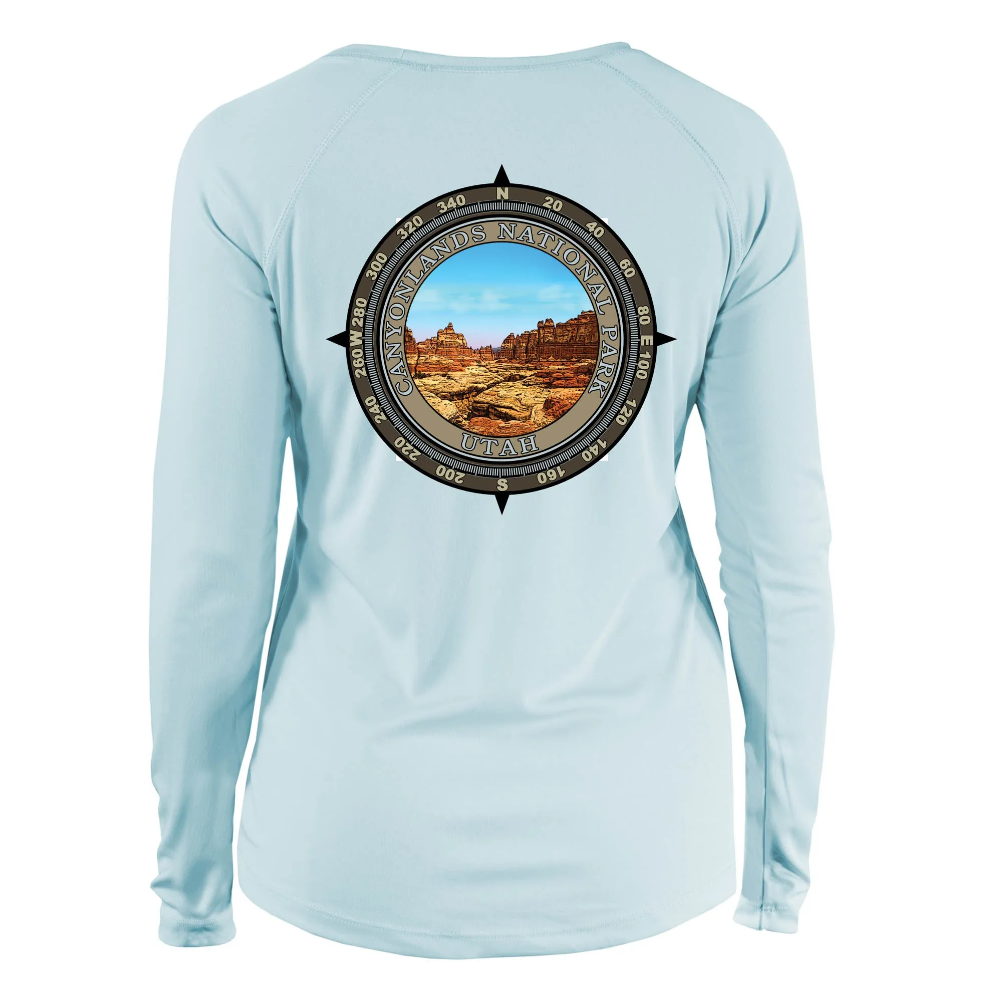 Retro Compass Canyonlands National Park Long Sleeve Microfiber Women's T-Shirt