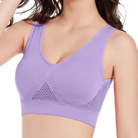 Sunward Sports Bras for Women Wire-Free Push Up Bra Padded Workout Yoga Gym Fitness Bra Seamless Mesh Bralette Breathable