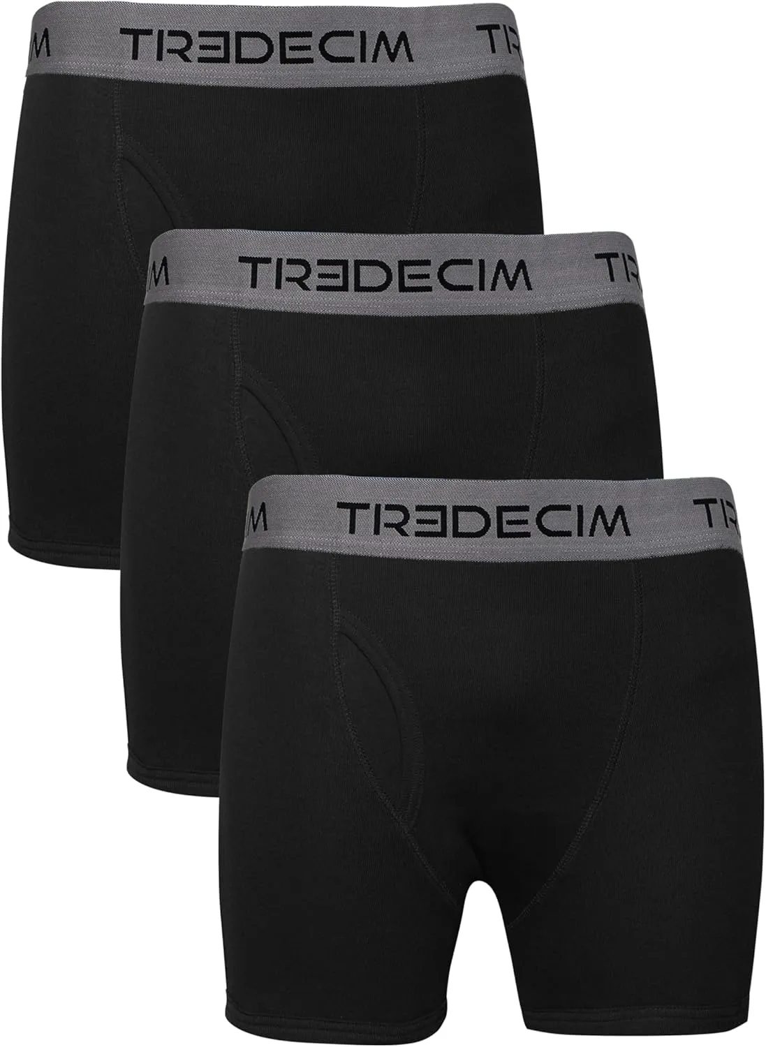 TREDECIM Men's 100% Organic Cotton Rib Boxers Briefs Underwear 3-Pack