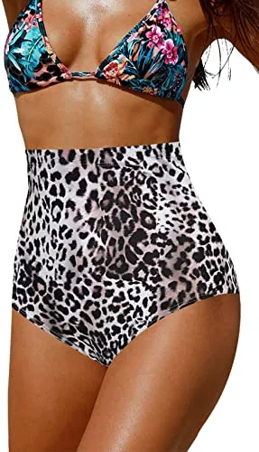 Upopby High-Waisted Belly Control Bikini Bottom