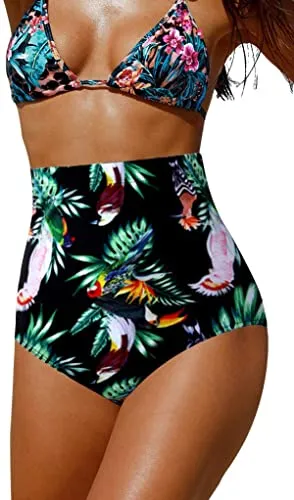 Upopby High-Waisted Belly Control Bikini Bottom