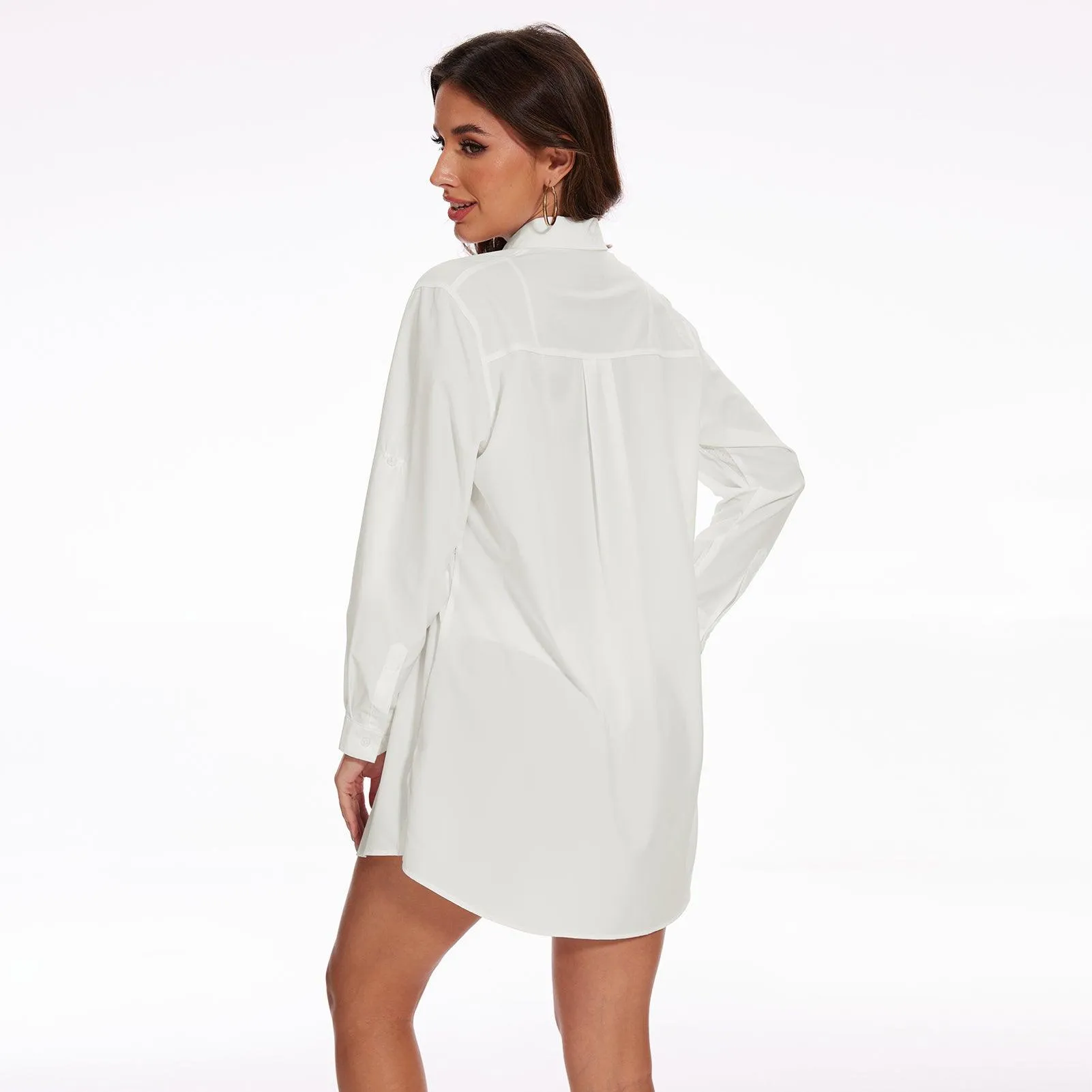 Women's UPF 50  Long Sleeve Button Down Shirt Dress LB16W