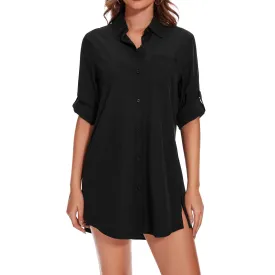 Women's UPF 50  Long Sleeve Button Down Shirt Dress LB16W