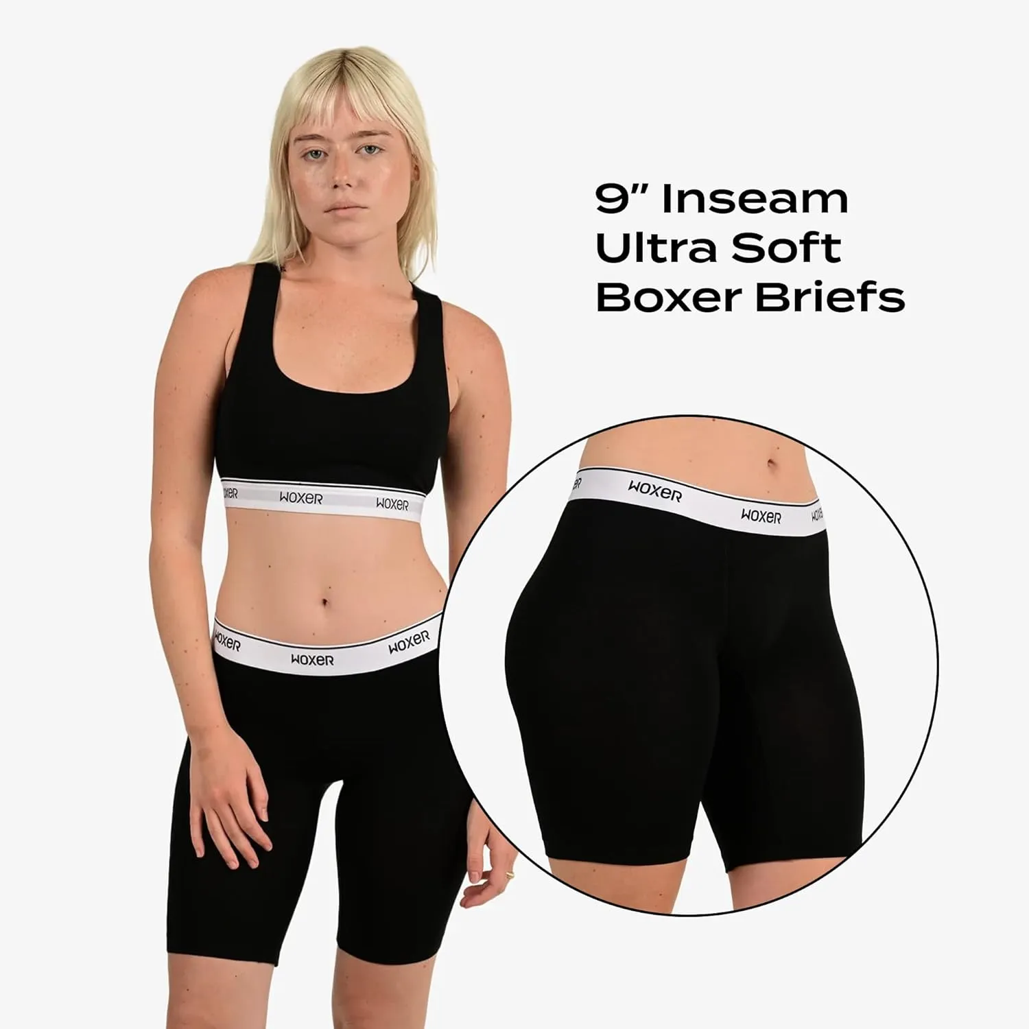 Woxer Womens Boxers - Biker 9" Boy Shorts Underwear for Women - Boxers for Women, Womens Boxer Briefs & Briefs for Women