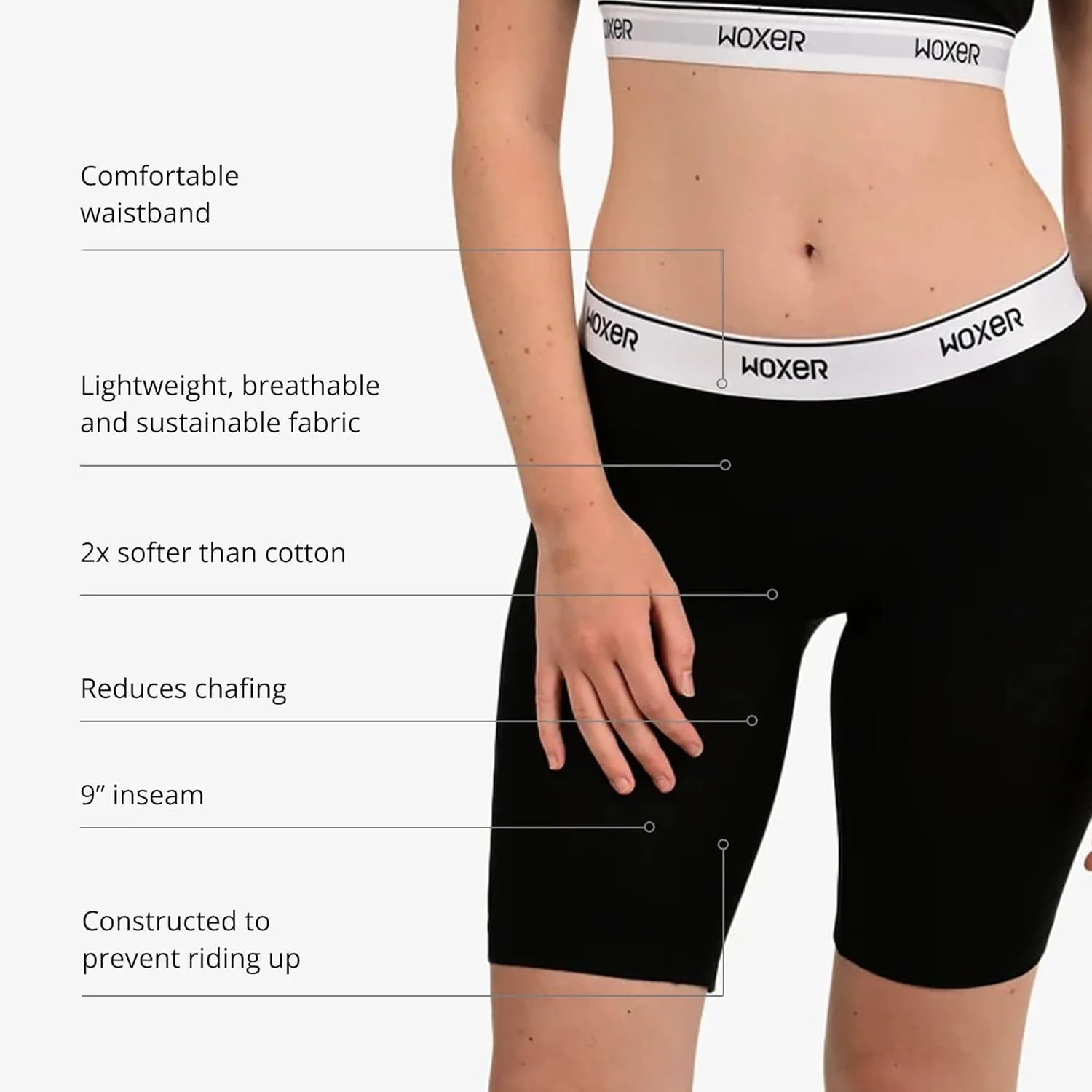 Woxer Womens Boxers - Biker 9" Boy Shorts Underwear for Women - Boxers for Women, Womens Boxer Briefs & Briefs for Women
