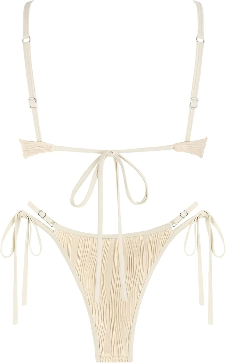 ZAFUL Women's High Cut Bikini Sets Ribbed V-Wire Cami Bikini Two Piece Swimsuit