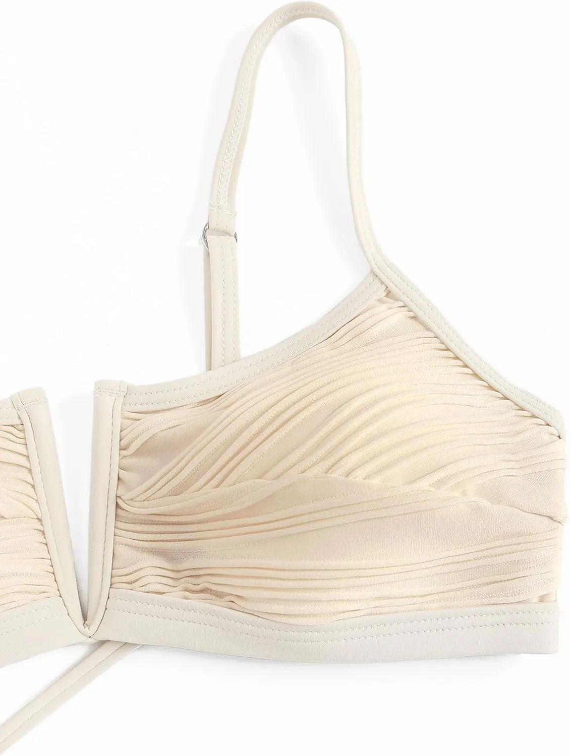 ZAFUL Women's High Cut Bikini Sets Ribbed V-Wire Cami Bikini Two Piece Swimsuit